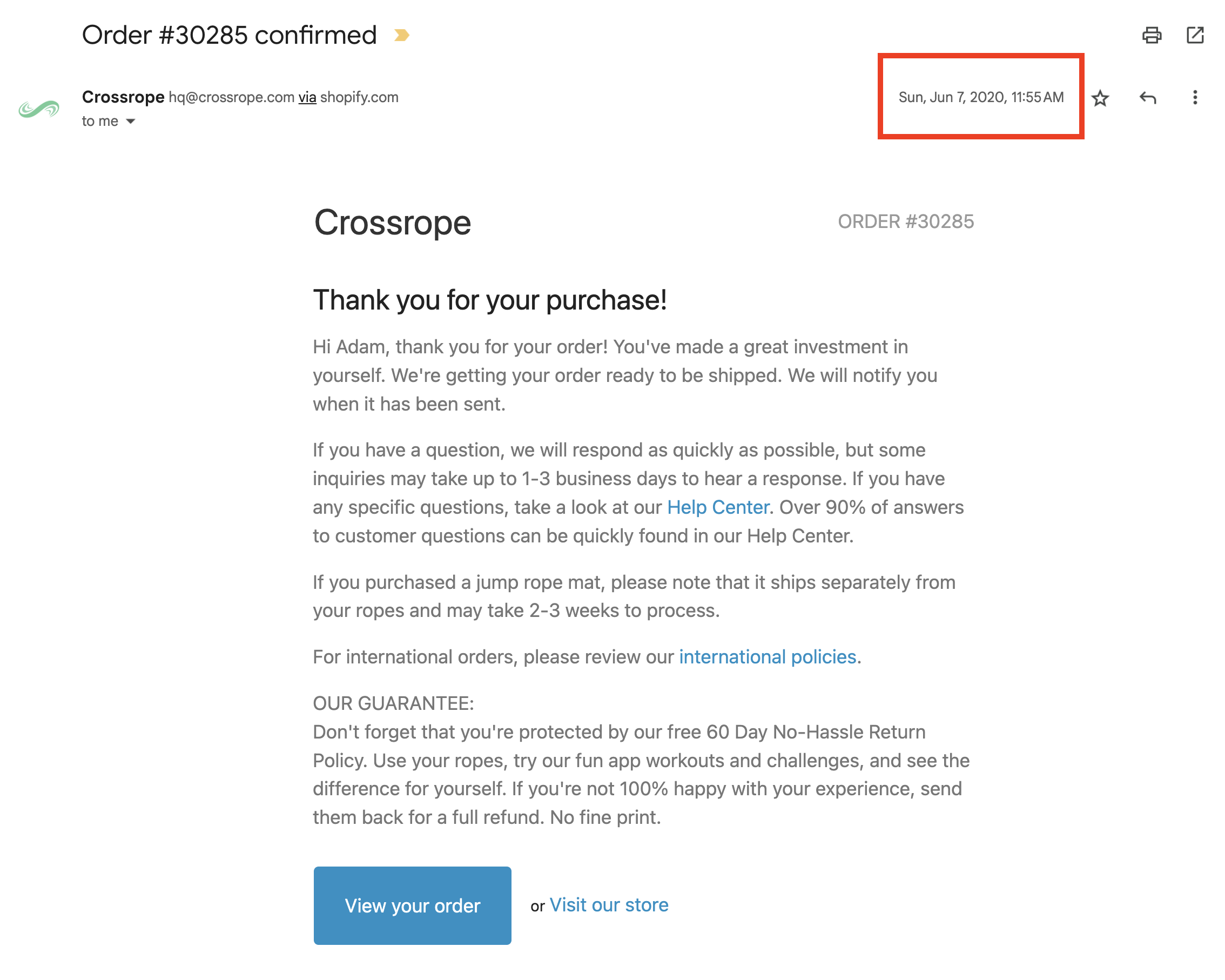 Crossrope receipt